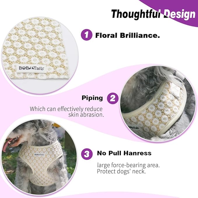 No Pull Dog Vest Harness for Small&Medium Dogs, Side Clip Adjustable Pet Vest, Soft Breathable, Fashion Dog Harnesses for Walking, Running, Shopping (Gold, L)