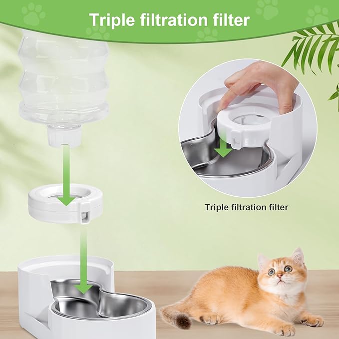 4 Pack Replacement Filters for 3L/3.6L/4.6L/6L/8L Gravity Pet Water Dispenser, Dog Water Filter Replacement, Triple Filtration Pet Fountain Filter, Water Feeder Filter for Cat and Dog