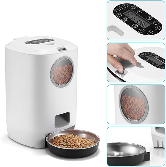 YARNOW Smart Pet Feeder Automatic Dog Feeder with Voice Recorder 4-Meal Programmable Timer Dry Food Dispenser for Cats and Dogs