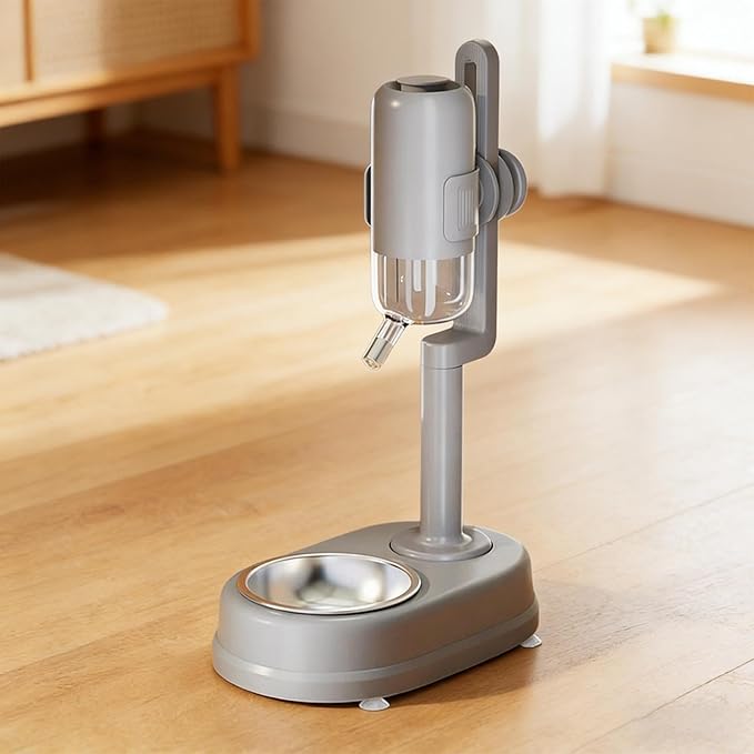 Freestanding Pet Water Dispenser, Automatic Feeder for Dogs and, Gray