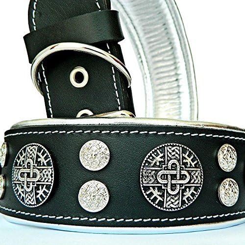 Bestia "Hektor Genuine Leather Dog Collar, Large Breeds, Cane Corso, Rottweiler, Boxer, Bullmastiff, Dogo, 100% Leather, Studded, L- XXL Size, 2.5 Inch Wide. Padded. Europe`s Fnest Dog Gear!