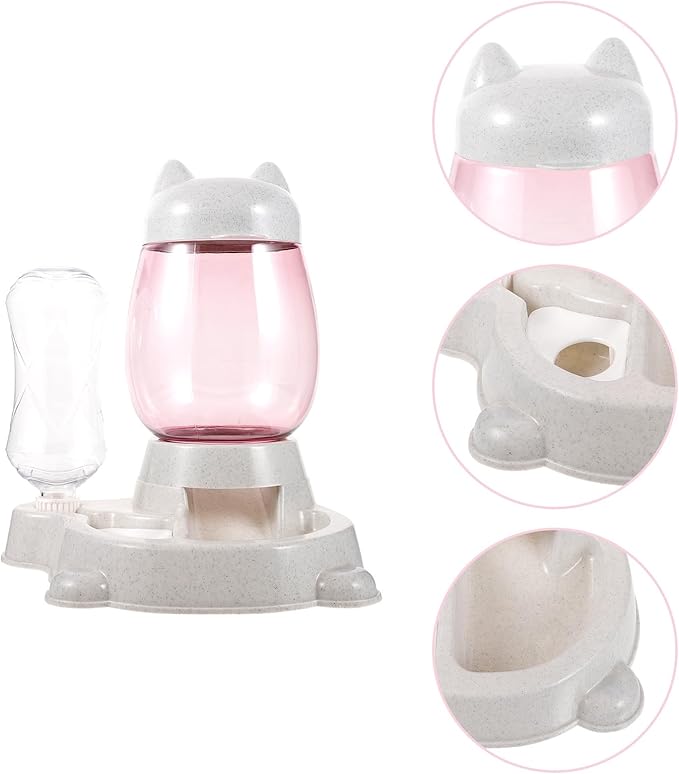 Pet Self Feeding Container and Automatic Dog Food Dispenser Grey Large Capacity Household Pet Feeder with Water Dispenser for Puppies and Dogs