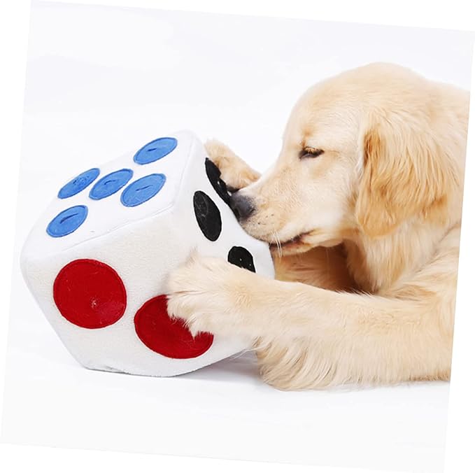 Dog Plush Training Dice Toy Creative Sniffing Plush Toy for Pets Soft and for Interactive White