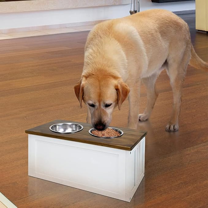 Wooden Capacity Stand pet Feeder pet Feeder Station Wooden pet Feeder with Metal Frame Wooden pet Feeder with Metal 2 Bowls