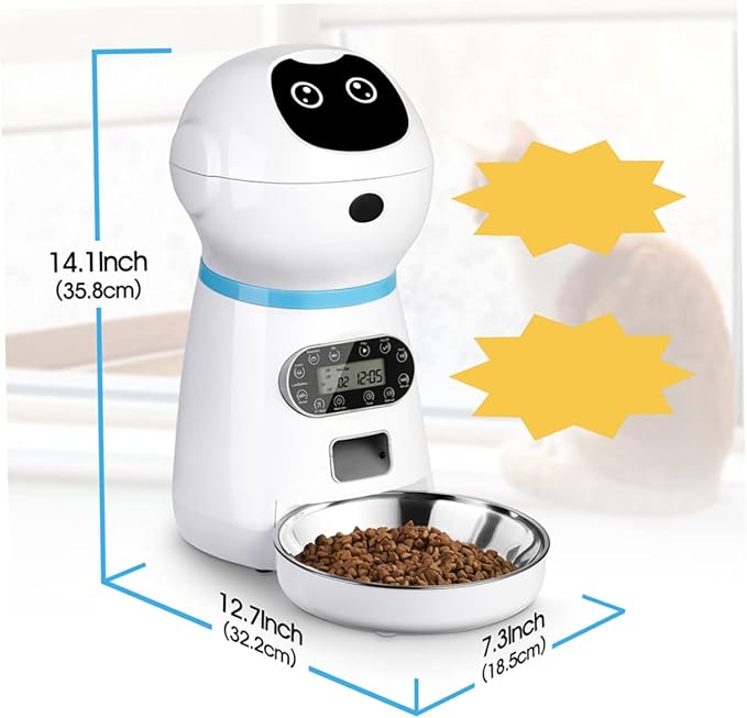 Happyyami Pet Feeder with Automatic Timing 3.5l for Cats Rabbits with Detachable Design