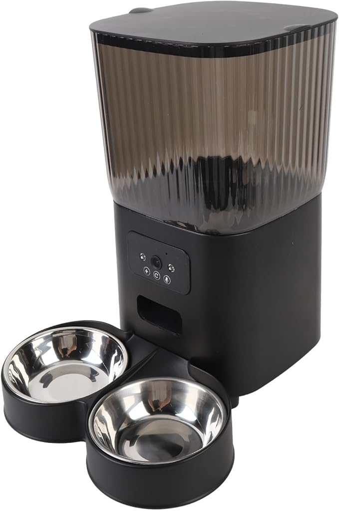 Automatic Pet Dispenser, Smart Pet Feeder with Camera, Voice Control, Timed Feeding for Dog Cat (Dual Bowls)