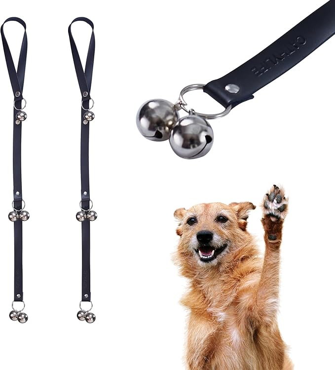 Leather Dog Doorbells for Door Knob, Dog Bells to Go Outside & Puppy Potty Training, Adjustable Brass Dog Bell, Makes Training Your Puppy a Breeze.