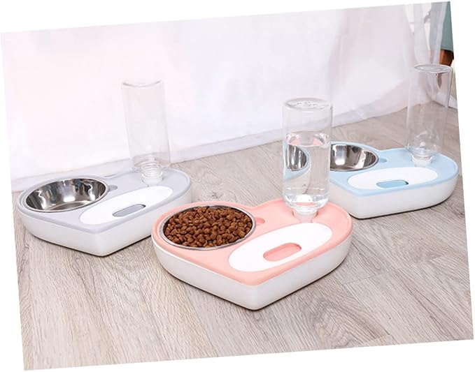 BESPORTBLE Unique Heart Design Pet Water Feeder Bowl Dog Cat Automatic Water Dispenser Pet Drinking Supplies Grey