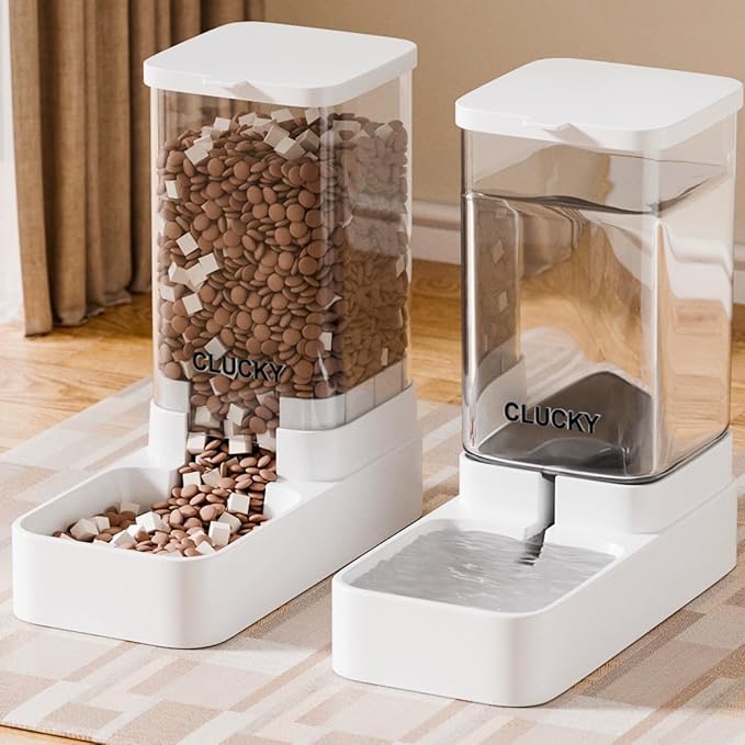 CLUCKY Cat Water Fountain, Automatic Dog Feeder, pet Water Dispenser, All-in-one Flowing Water and Food Bowl/Pot Supplies
