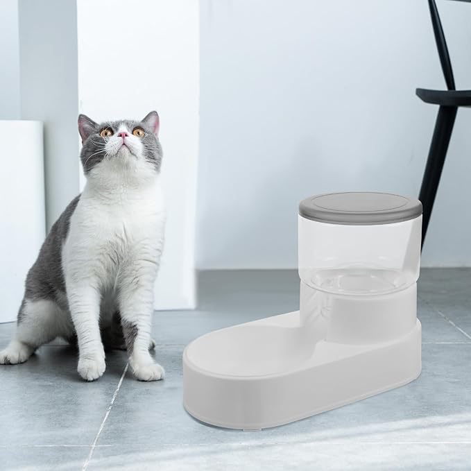 Automatic Feeder Dispenser for Dogs and Cats Spill-Proof Pet Food Bowl Self-Filling Gray Pet Feeder Suitable for Home Use