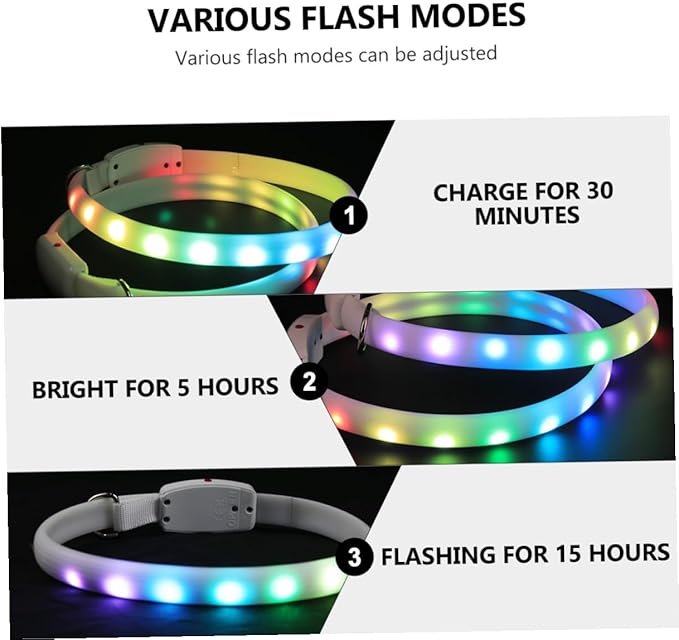TOYANDONA LED Dog Collar USB Rechargeable Waterproof Pet Collar Glowing Safety Light for Night Walking