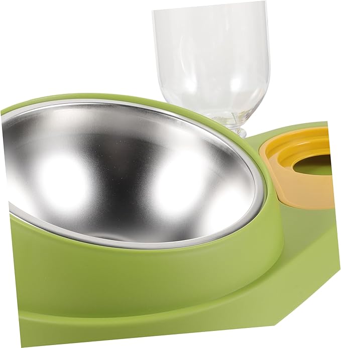 Mikikit Automatic Pet Food and Water Dispenser Compact Dog Feeder Non-Skid Base Bite-Resistant Material for Cats and Dogs Easy Use Pet Feeding Bowl Green