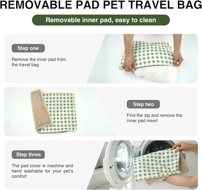 Pet Car Booster Seat for Small Dogs & Cats up to 25 lbs – Plaid Travel Seat with Safety Leash, Adjustable Straps, Non-Slip Base, 2-in-1 Convertible Bed, Detachable & Washable (Green Plaid)