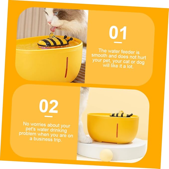 BESPORTBLE Automatic Pet Water Dispenser Cycle Filtration for Cats and Dogs Compact and Portable Design for Easy Use for Busy Pet Owners Honey Bee Water Feeder