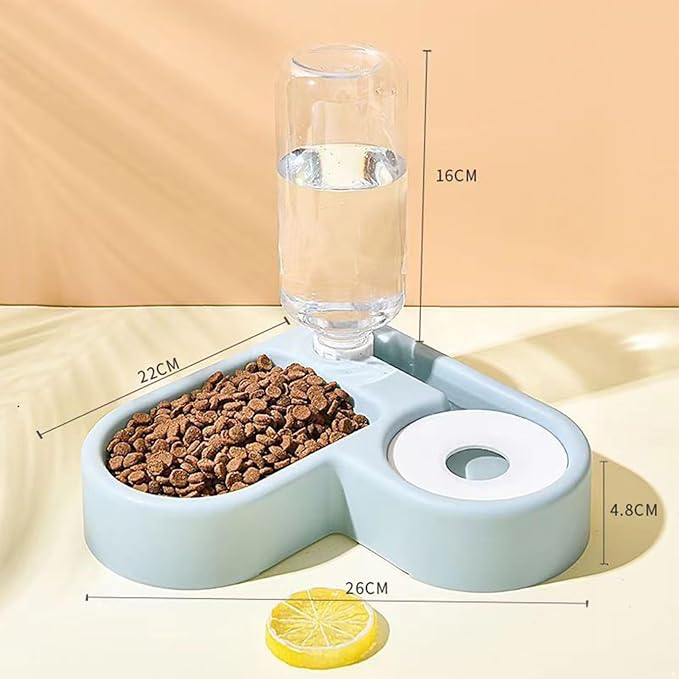 TiaoBug Pet Automatic Water Feeder and Food Bowl Gravity Auto Refill Waterer Feeder for Dogs Cats Blue One Size