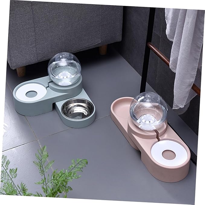 VICASKY Creative Double Bowl Pet Water Feeder Automatic Water Dispenser for Dogs and Cats Blue Non Spill Design with Smooth High Density Surface for Home and Pet Shops