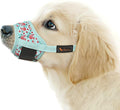 HEELE Dog Muzzle,Soft Nylon Muzzle Anti Biting Barking Chewing,Air Mesh Breathable Drinkable Adjustable Loop Pets Muzzle for Small Medium Large Dogs 4 Colors 4 Sizes (P-Cyan Flower, XL)