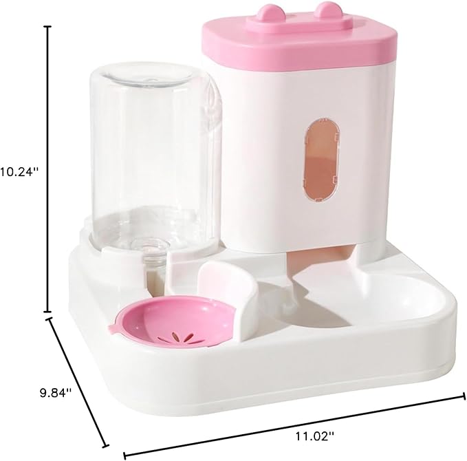 Pet Food Container Automatic Feeder with Large Capacity Gravity Cat Dog Water Dispenser Visible Pink