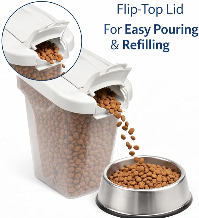 Pet Food Dispenser for Dogs and Cats, 4 lb Capacity Gravity Feed Pet Food Container, Automatic Dry Food Dispenser for Small Pets, Easy Refill Food Storage Feeder