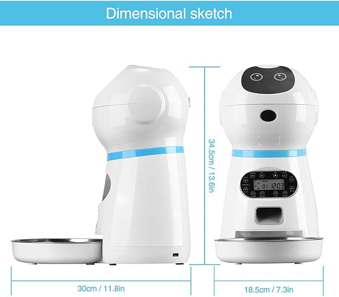 Automatic Cat Food Dispenser with Stainless Steel Food Bowl,Pet Feeder 1-4 Meals Per Day Timer Programmable Voice Recorder and Portion Control 3.5L Capacity for Cats and Dogs