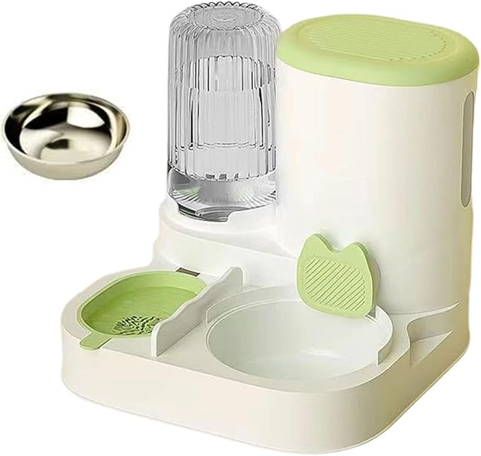 Automatic Dog Feeder and Water Dispenser,Food Feed,Drinking,Dog Bowl Automatic Pet Feeder for Bunny Small Animals Small Dogs, Green