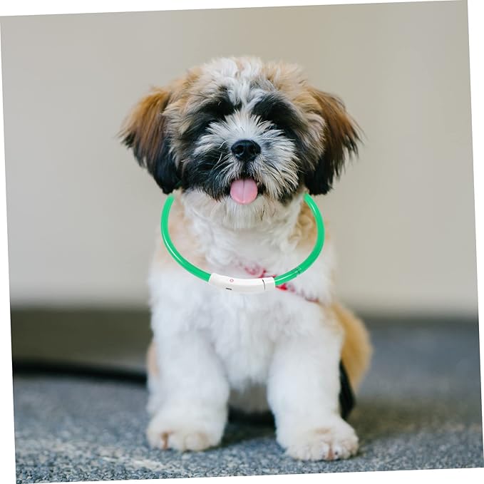 BESPORTBLE Rechargeable Led Pet Safety Collar Flashing Light up Necklace for Dogs Cats Fiber Optic Design Stylish High Visibility Dark for