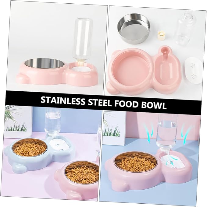 Happyyami Dual Use Pet Feeder Bowl Dog Food and Water Bowl for Cats and Dogs Automatic Refill Easy Keeping Pet Food Fresh
