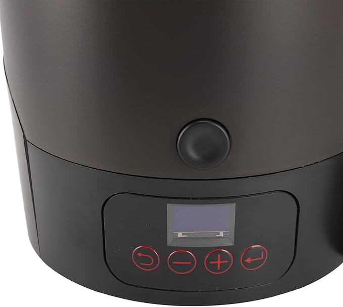 Focket Dog Cat Automatic Feeder Visible Bucket Automatic Pet Feeder Stainless Steel Key Control for Home (Black Single Bowl)