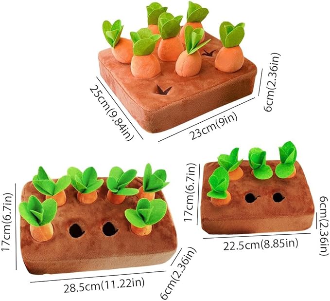 Carrot Garden Dog Toy | Snuffle Mat for Slow Feeding & Brain Training, Interactive Puzzle Toy with 9 Carrots for Puppies & Small Dogs, Indoor Enrichment Game to Relieve Boredom & Anxiety