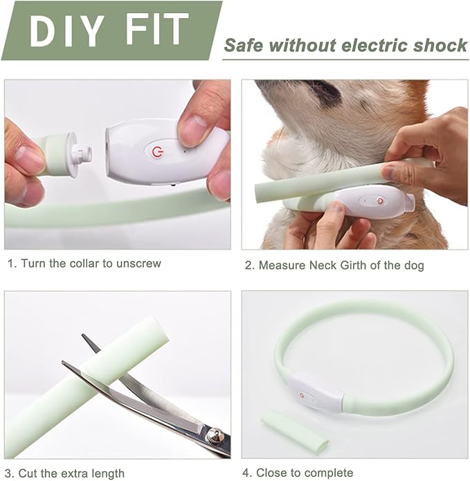 Led Dog Collar, USB Rechargeable Lighted Collar Band with Color Changeable,Cuttable Dog Lights Collars for Night Walking for Small Medium Large Dog