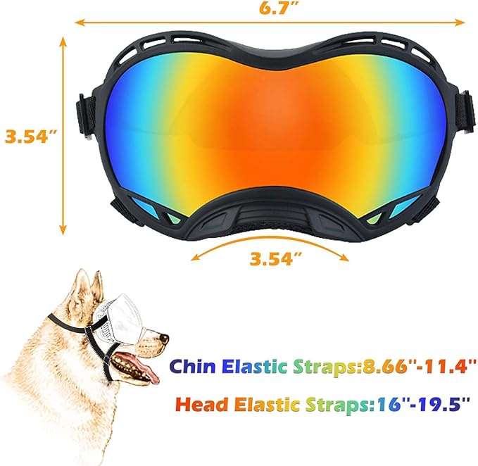 Dog Sunglasses,Doggles Anti-UV Protection,Pet Sunglasses with Adjustable Strap,Suitable for Motorcycle Car Driving Bike Riding Hiking Swimming Wind Dust Fog Dog Eye Protection