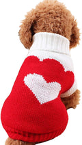 CHBORCHICEN Pet Dog Sweaters Classic Knitwear Turtleneck Winter Warm Puppy Clothing Cute Strawberry and Heart Doggie Sweater (Red2, Small)