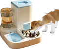 Gravity Pet Feeder and Water Dispenser Set,2 in 1 Automatic Pet Feeder Dispenser,Automatic Cat Food Dispenser, Detachable,Easy Clean,Integrated Large Capacity Dog 1L Water Bowl 2.8L Food Bowl