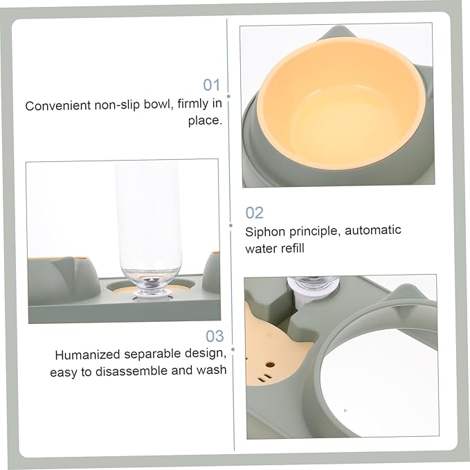 POPETPOP Material Dog Automatic Feeder No Spill Water Bowl Pet Food Dispenser Cat Eating Bowl Random Style