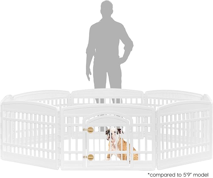 IRIS USA 24" 8-Panel Dog Playpen, 83.5 x 83.5 x 23.63, Puppy Playpen, Dog Play Pen Indoors, Pet Fence, Puppies/Small Dogs, White