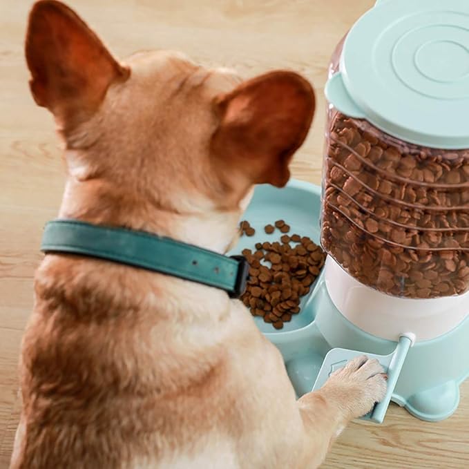Plastic SemiClear Dog Automatic Feeding Device by Pet SelfPressing Dog Food Cat Food PedalType Feeding Machine Blue