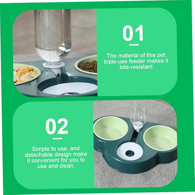 POPETPOP Pet Food Dispenser Detachable Water Bowl Automatic Feeder for Cats and Dogs Cloud-Shaped Design Convenient Dual Food and Water