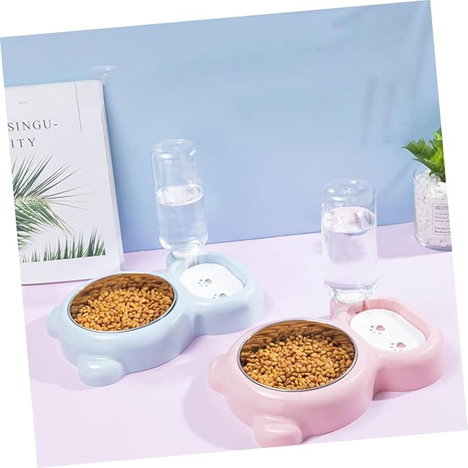 Milisten Dual-use Pet Bowl with Water Dispenser Bear-Shaped Smooth Cat and Dog Feeding Bowl Convenient Feeding for Pets for Food and Water Pink