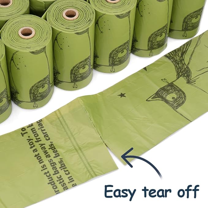 Ley's Dog Poop Bags 360 Count, Biodegradable Unscented Extra Thick Waste Bags with Dispenser, 100% Leak-Proof Doggie Bag Refill Rolls