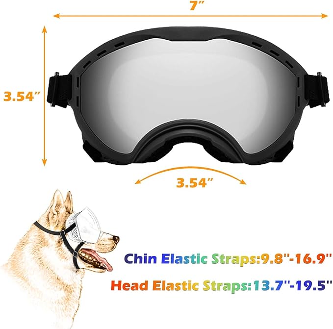 Dog Sunglasses with Adjustable Strap, UV Protection, Winproof Puppy Sunglasses, Suitable for Dogs Eyes Protection,Soft Dogs Goggles