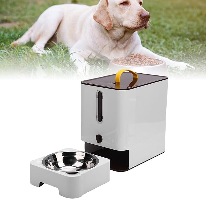 Automatic Cat Dog Food Dispenser, Large Capacity Pet Feeder with Sealing Technology for Food Storage, Timed Auto Feeding for Home Travel (Dark Brown)