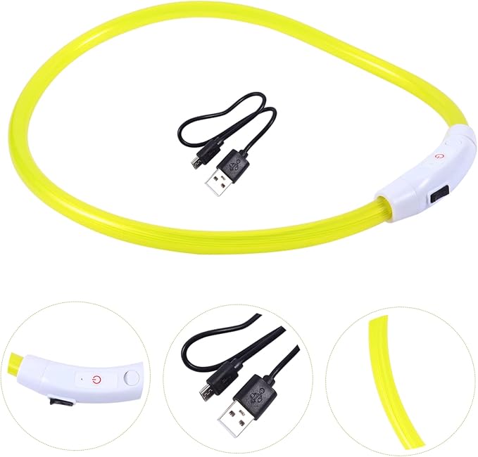 Yardwe Led Dog Collar Flashing for Night Safety USB Rechargeable Pet Collar Clip Reflective Harness for Dogs Puppies