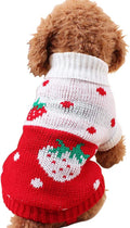 CHBORCHICEN Pet Dog Sweaters Classic Knitwear Turtleneck Winter Warm Puppy Clothing Cute Strawberry and Heart Doggie Sweater (Red1, Medium)