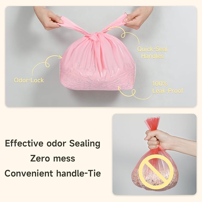 Odor-Sealing Dog Poop Bags with Handles 160 Count Pet Waste Bags, Large Capacity & Unscented Poop Bags for Dogs or Cat Litter, Conceals Smell & Mess (White)