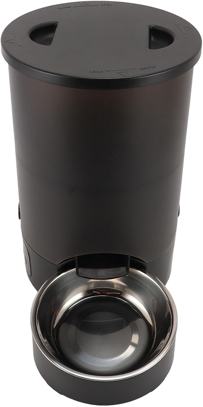 Automatic Dog Feeder, 3L Large Capacity Automatic Cat Food Dispenser Storage Sturdy for Pets Dogs Cats (Black Double Bowl)
