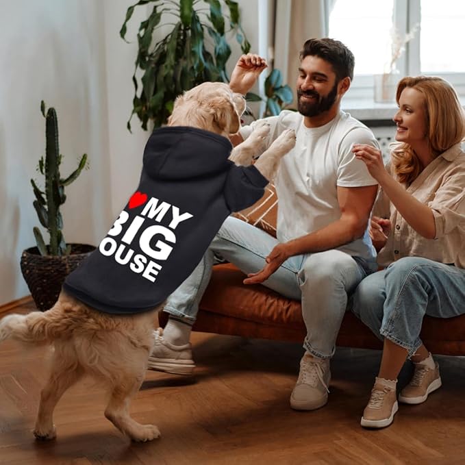 GreenJoy Dog Sweater Dog Hoodie Cold Weather Coat Hooded Sweatshirt for Puppies,Cats, Small Medium Large Dogs (Black(House), XX-Large)