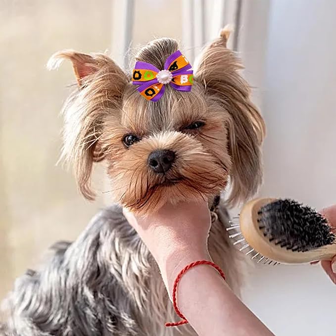 PET SHOW 20pcs Dog Hair Bows with Alligator Clips for Small Medium Dogs Bowknot Hair Clips Cat Puppy Yorkshire Grooming Hair Accessories Assorted (Halloween Thanksgiving Day)