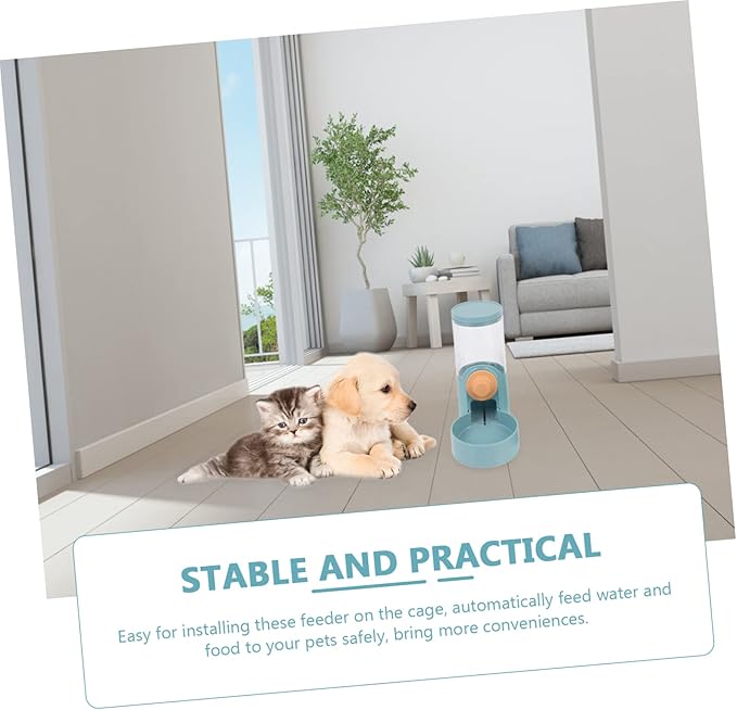 2pcs Hanging Automatic Pet Feeder and Water Dispenser for Cats and Dogs Prevents Spills Keeps Pets Hydrated and Fed Cages