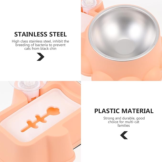 Multifunctional Stainless Steel Dog Food Dispenser and Automatic Water Bowl, Wear-Resistant Pet Feeder with Orange-Pink Design for Home Use