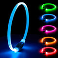 LED Dog Collar, Light Up Dog Collars USB Rechargeable for Night Walking-Fashion TPU Glowing Safety Pet Collar Lights for Small Dogs Cat (Blue)